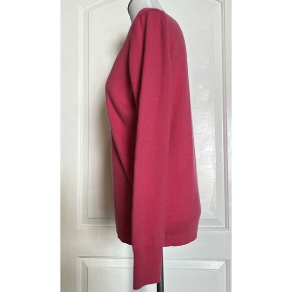 $225 FROM FUTURE Bright Pink V-Neck Pullover 100% Cashmere Sweater Designer M - Picture 2 of 8